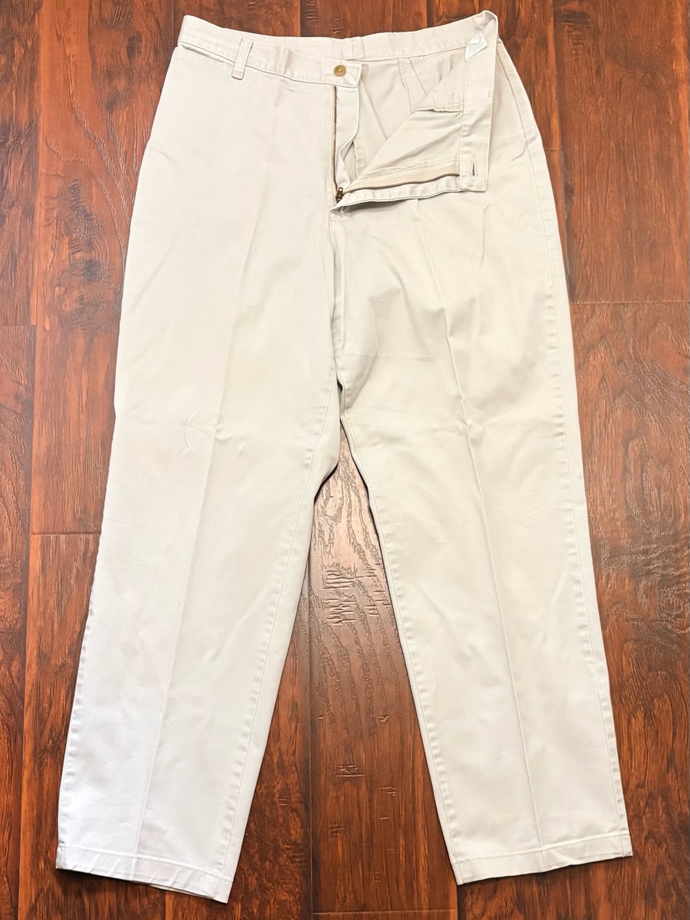 Women’s Beige Khaki Straight Leg Pants Classic Trousers